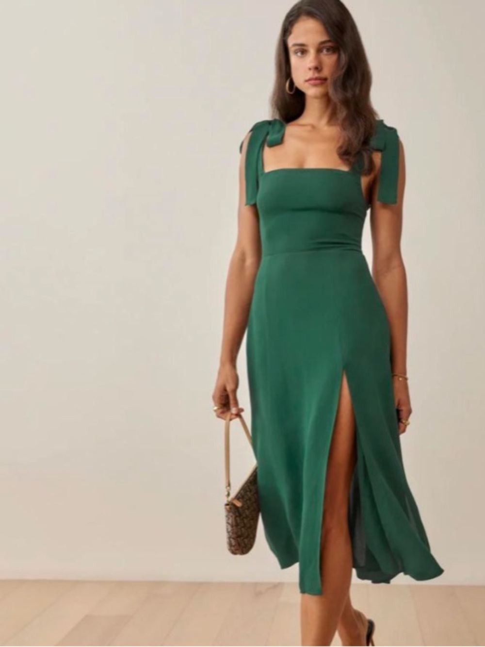 Reformation Twilight Dress in Emerald